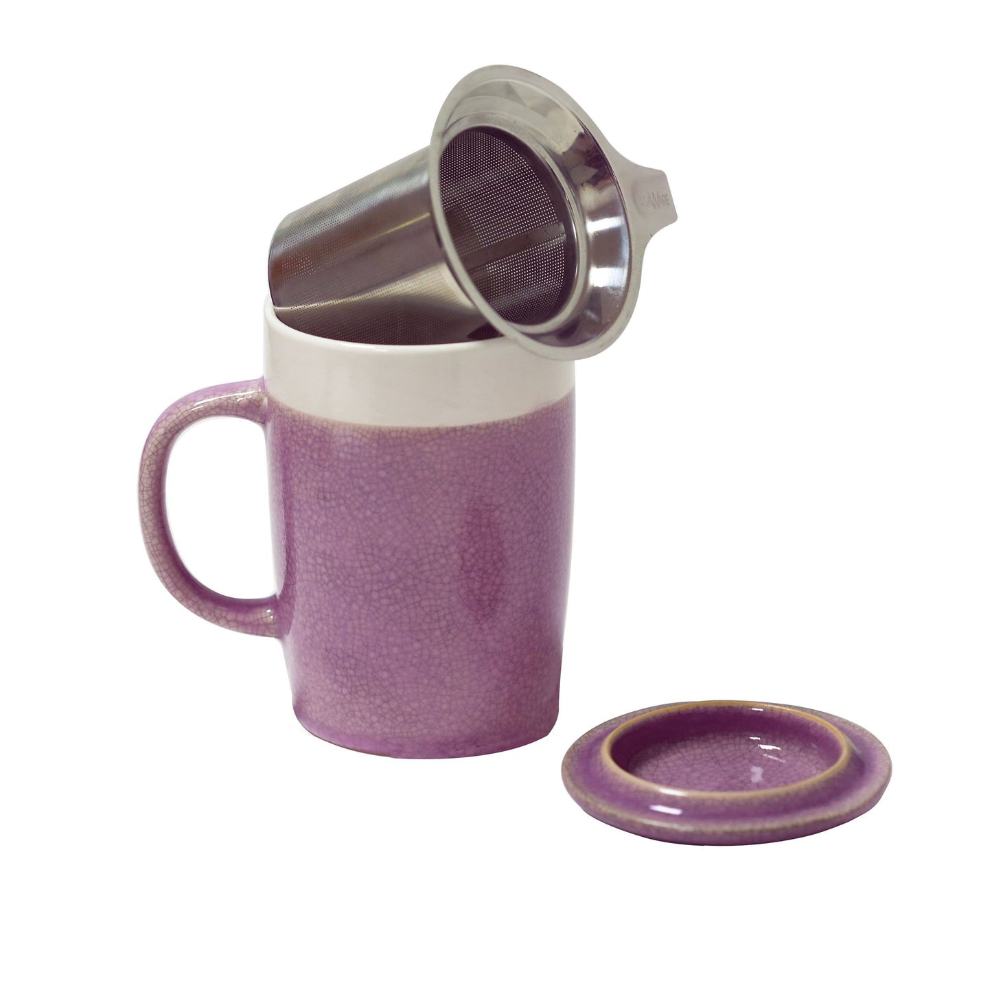 16 oz Crackle Glaze Tea Infuser Mug