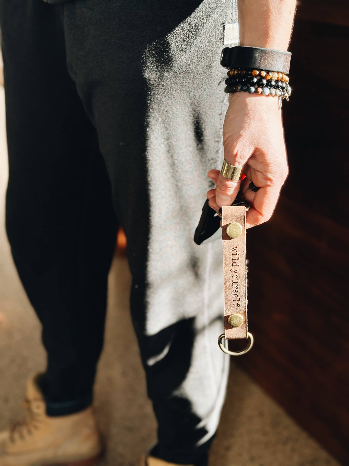 Rustic Leather Keychain II Engraved II Key Lanyard