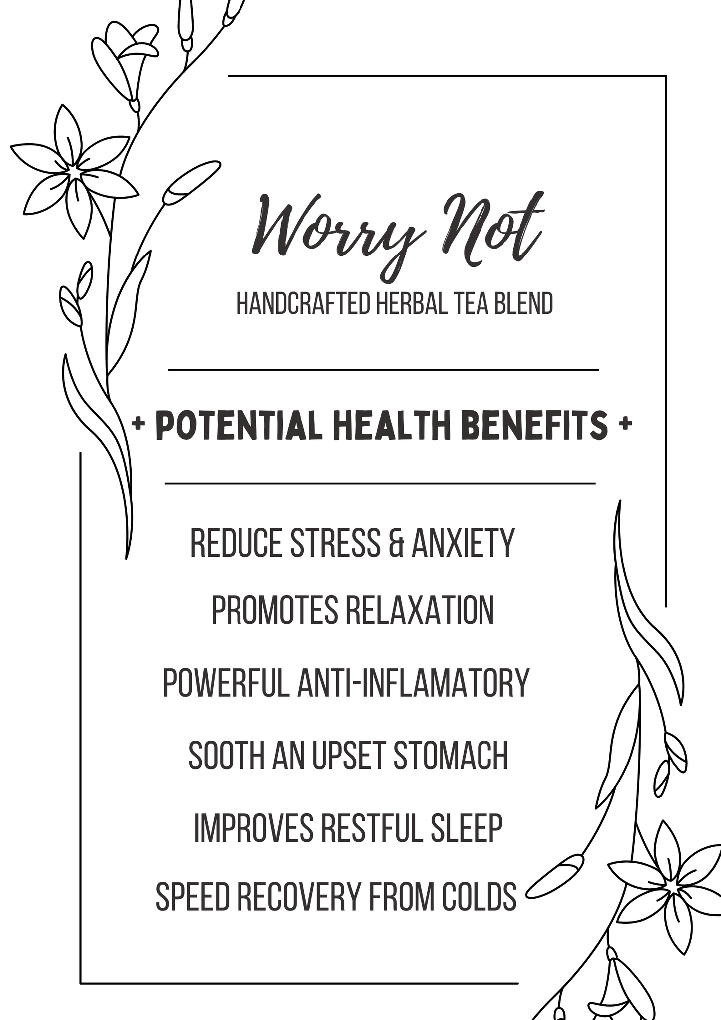 WORRY NOT Handcrafted Herbal Tea Blend