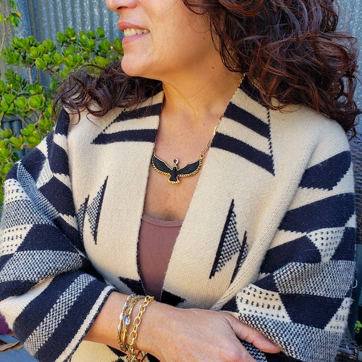 Carved Ebony Wood Bird Necklace | Eagle Hawk Phoenix