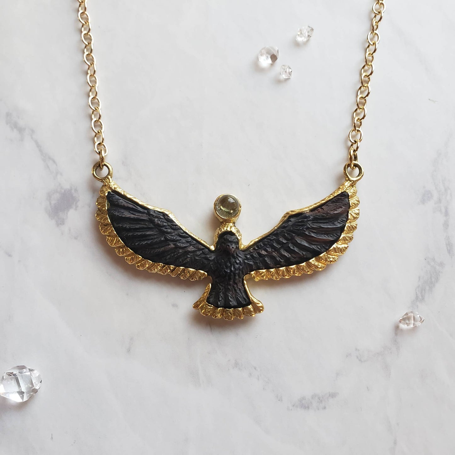 Carved Ebony Wood Bird Necklace | Eagle Hawk Phoenix