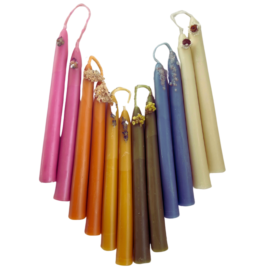 'Sun Ray' Beeswax Taper Candles
