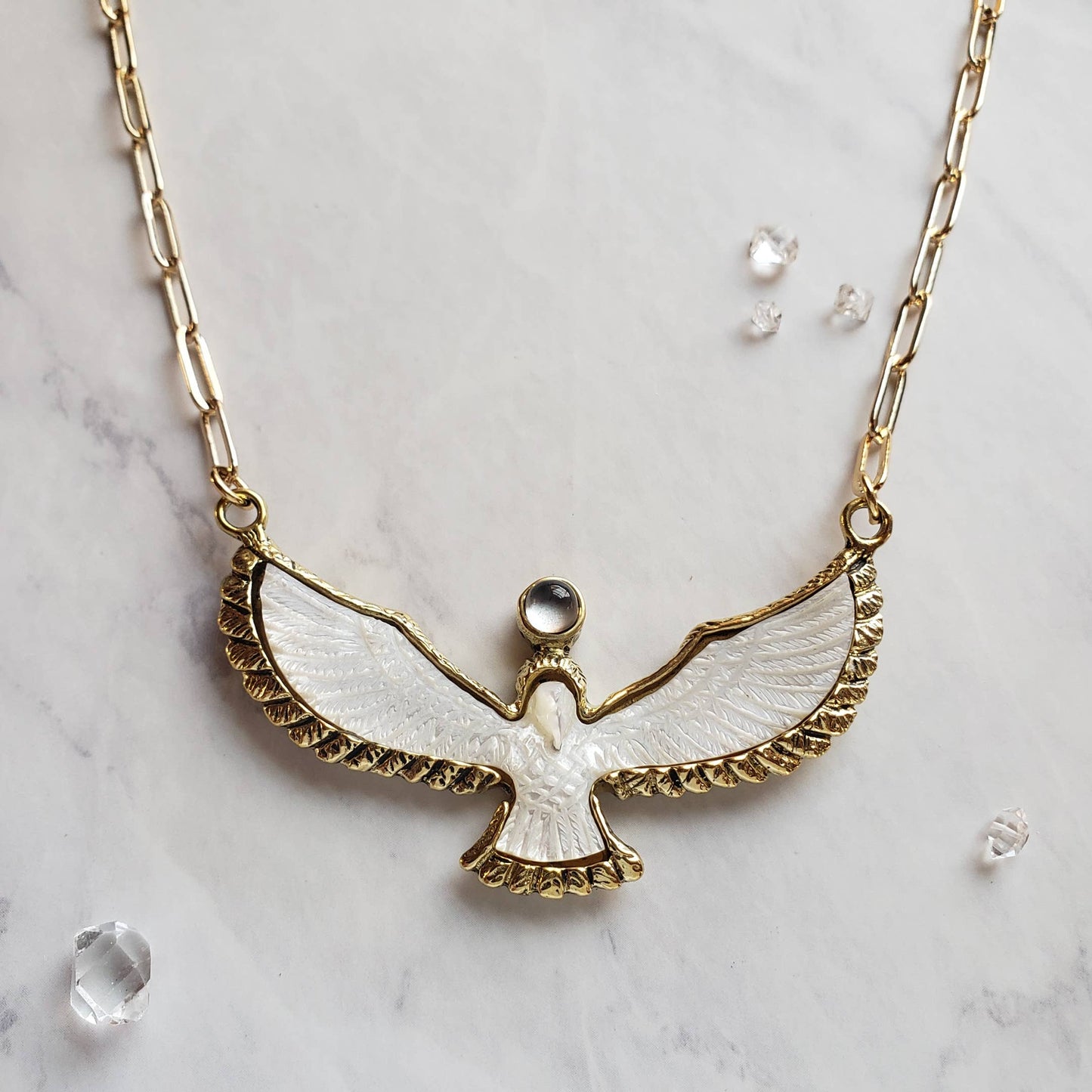 Carved Shell Bird Necklace | Eagle Hawk Dove | Spiritual
