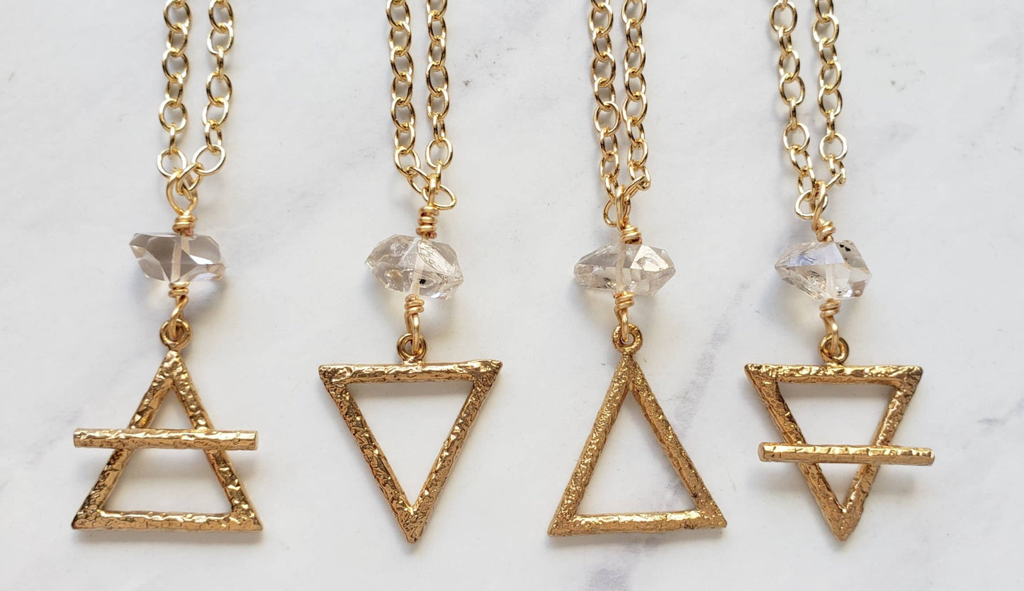 Gold Alchemy Element Necklaces Fire, Water, Air, Earth