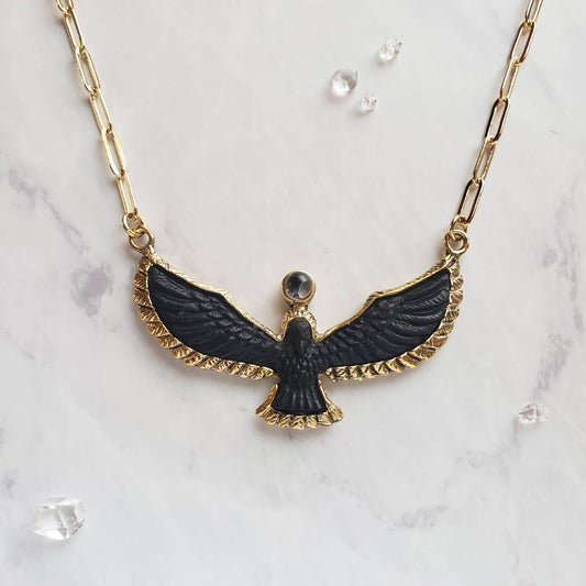 Carved Ebony Wood Bird Necklace | Eagle Hawk Phoenix