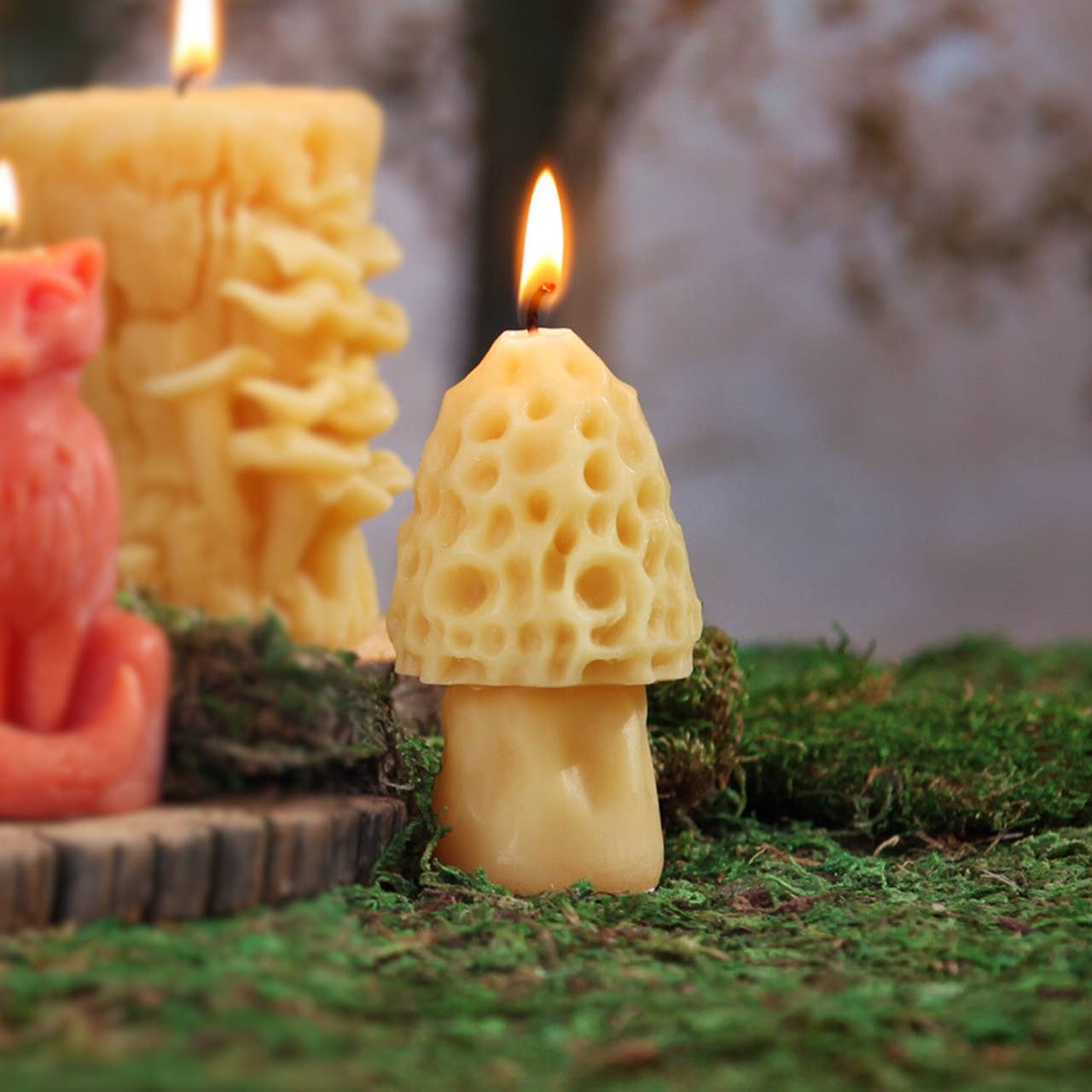 Mushroom Candles – 100% Pure Beeswax – 3 Styles