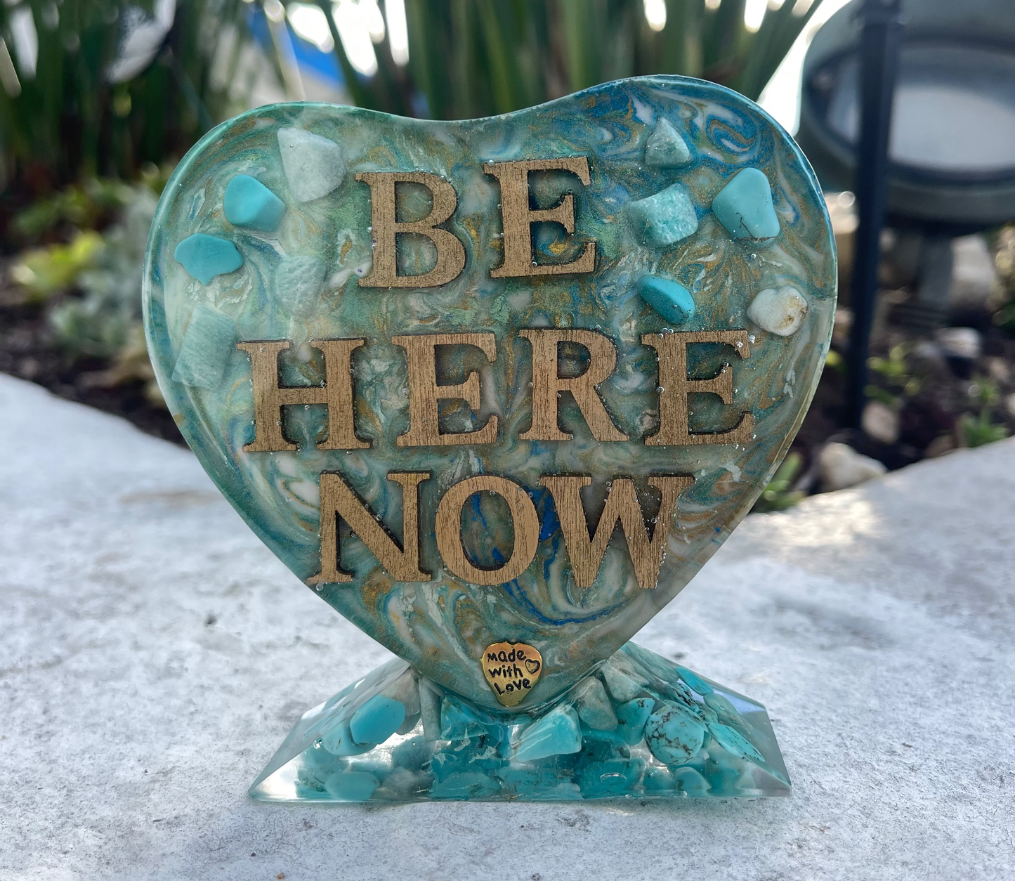 Be Here Now Resin Heart