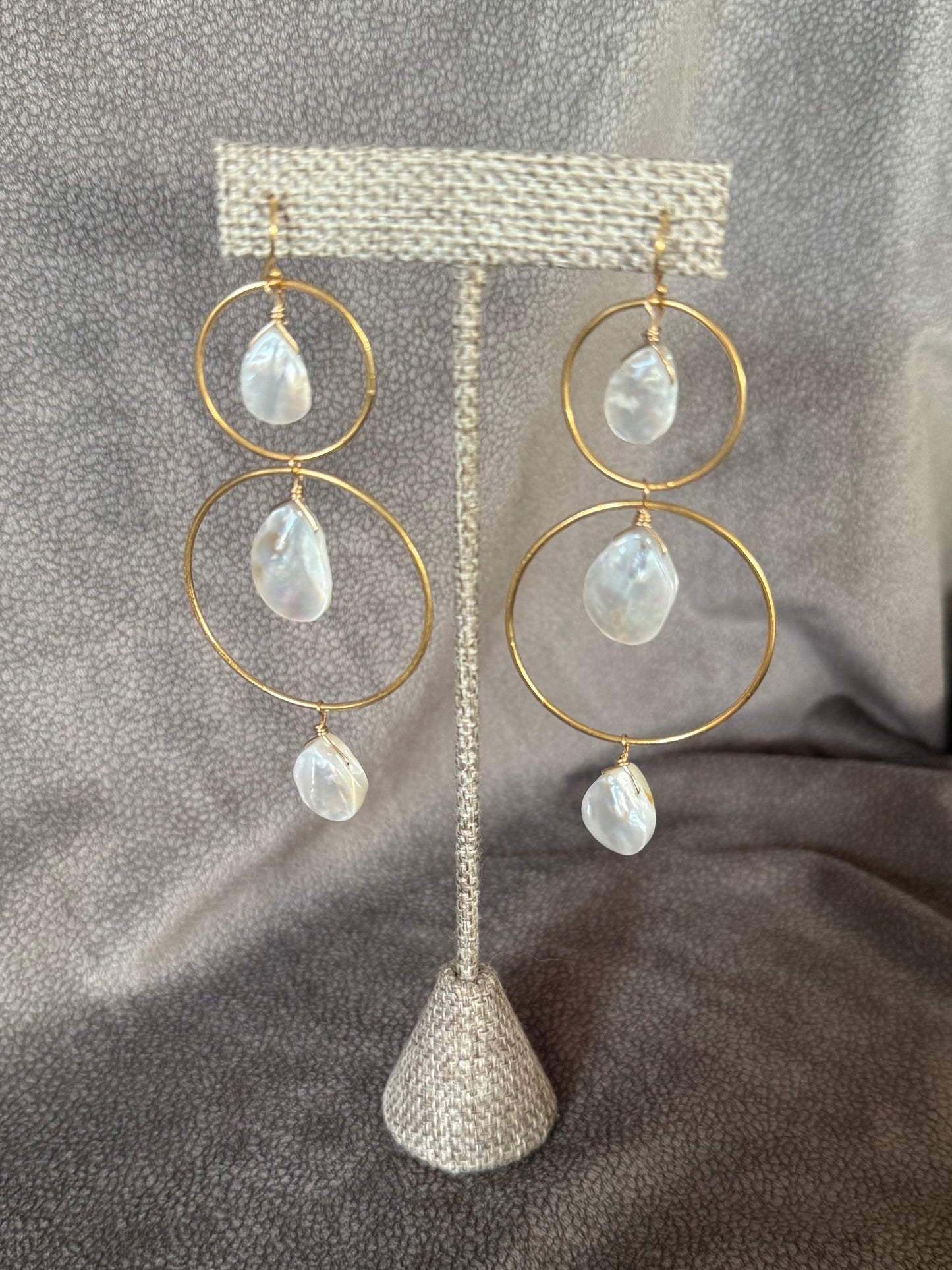 Mother of Pearl Gold Filled Hooplets