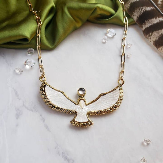 Carved Shell Bird Necklace | Eagle Hawk Dove | Spiritual