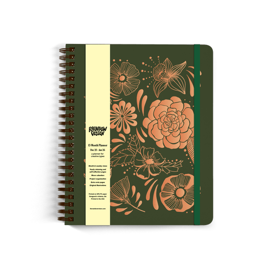 2026 13 Month Planner | December 2025 - January 2026, Flower Power Cover