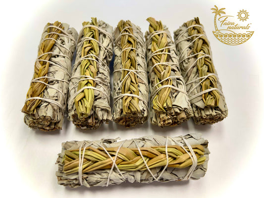 Braided Sweetgrass with White Sage Bundles