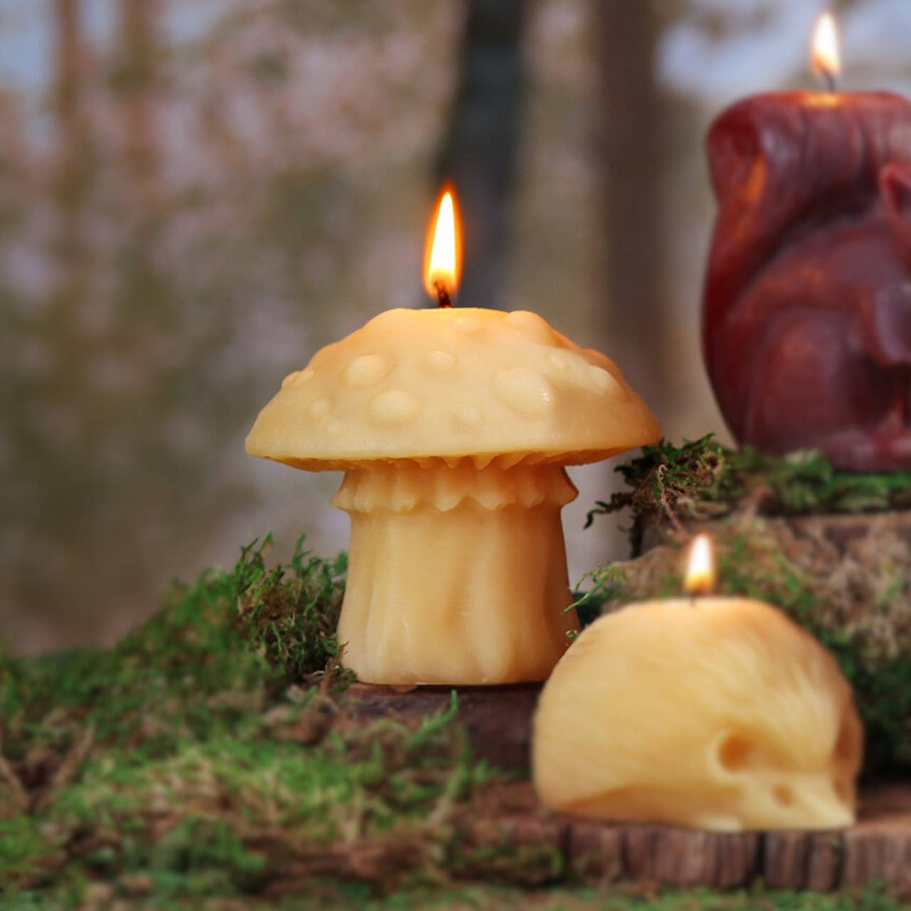 Mushroom Candles – 100% Pure Beeswax – 3 Styles