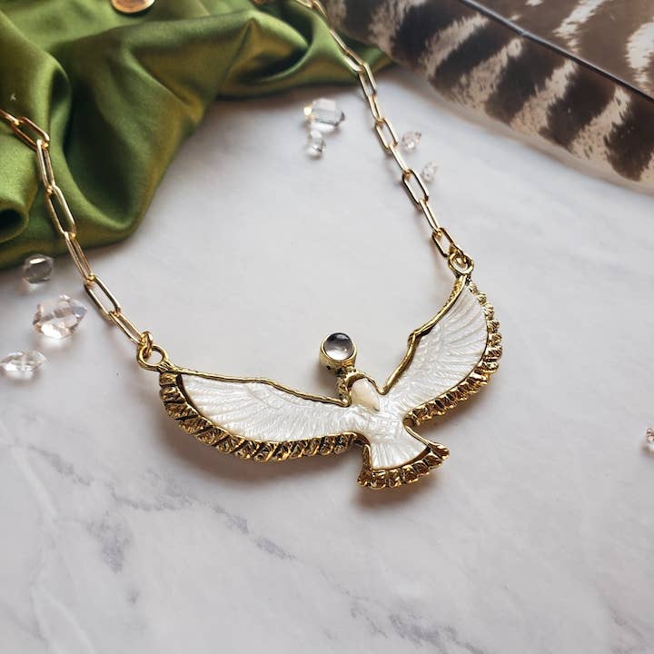 Carved Shell Bird Necklace | Eagle Hawk Dove | Spiritual