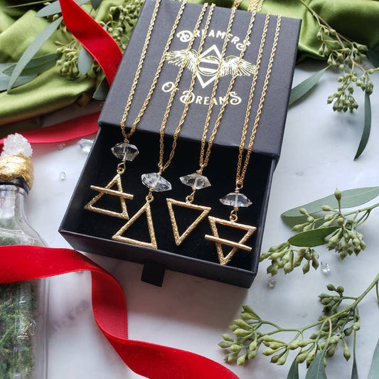 Gold Alchemy Element Necklaces Fire, Water, Air, Earth