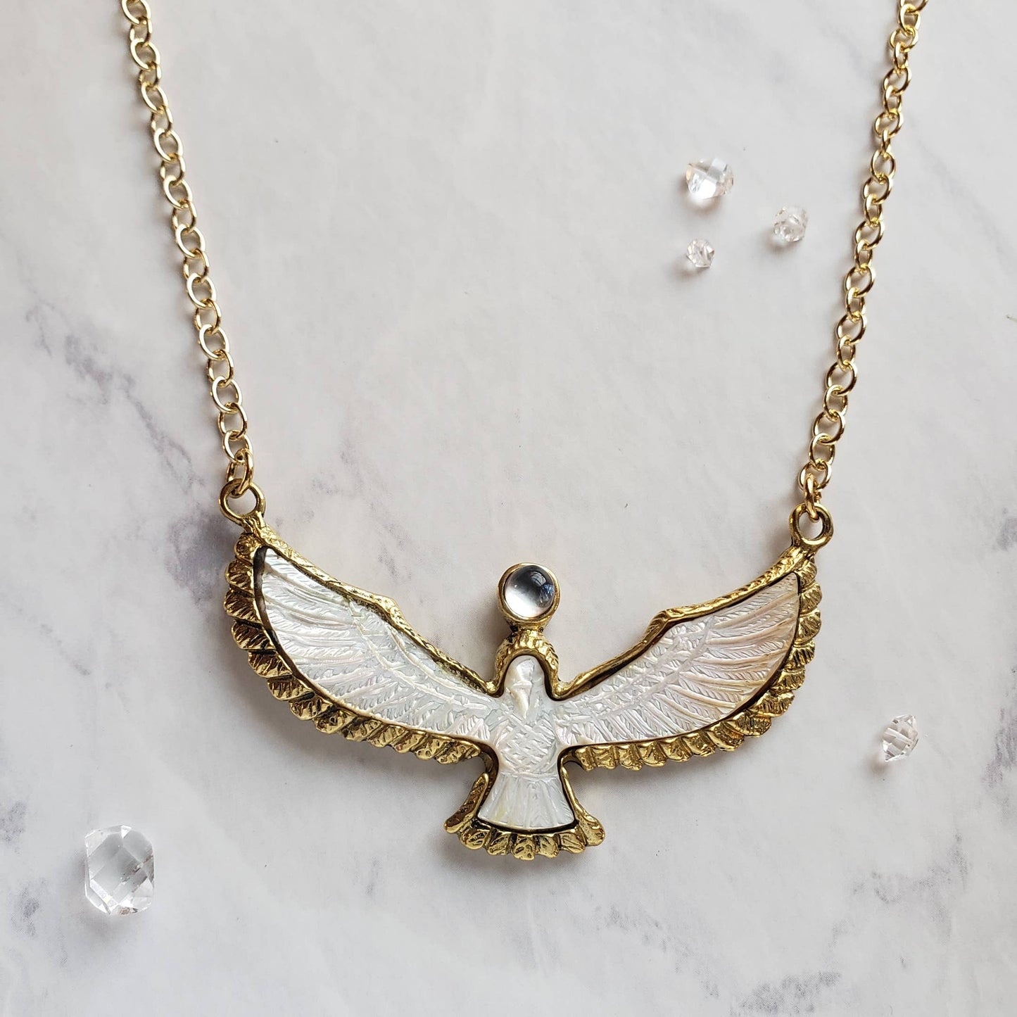 Carved Shell Bird Necklace | Eagle Hawk Dove | Spiritual