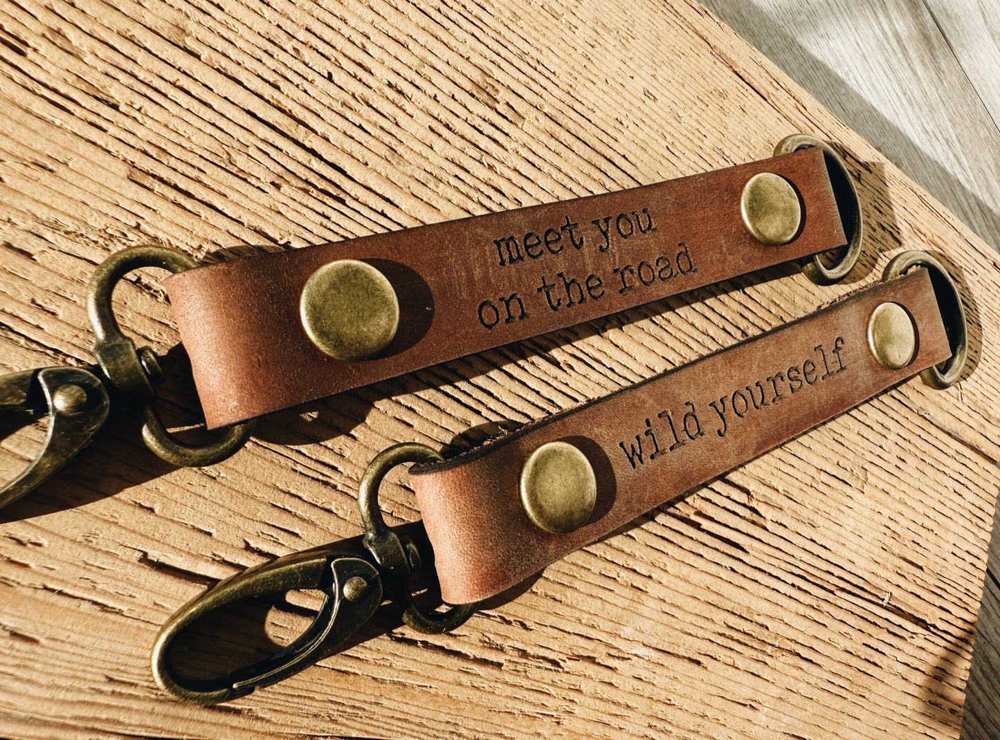 Rustic Leather Keychain II Engraved II Key Lanyard