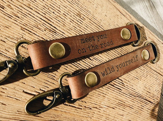 Rustic Leather Keychain II Engraved II Key Lanyard