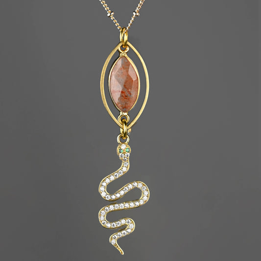 Snake w/ Stones and Semi Precious Marquise Necklace