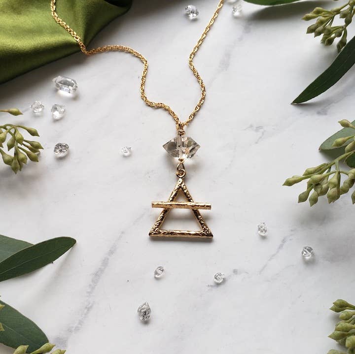 Gold Alchemy Element Necklaces Fire, Water, Air, Earth